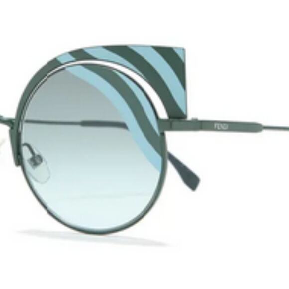 Fendi 53mm Cat Eye Sunglasses black and blue stripes - Picture 4 of 15